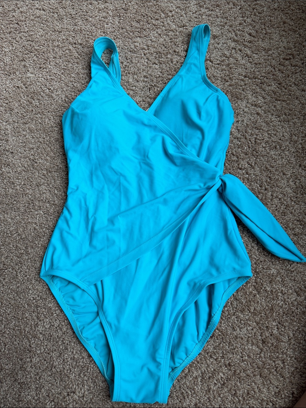 Wrap-Front One-Piece Swimsuit in Turquoise